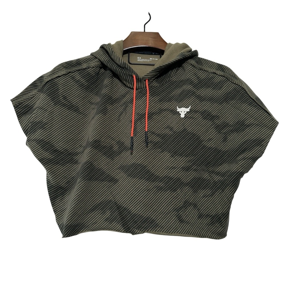 NWT Under Armour Project Rock Cropped‎ Green Women's Hoodie Small